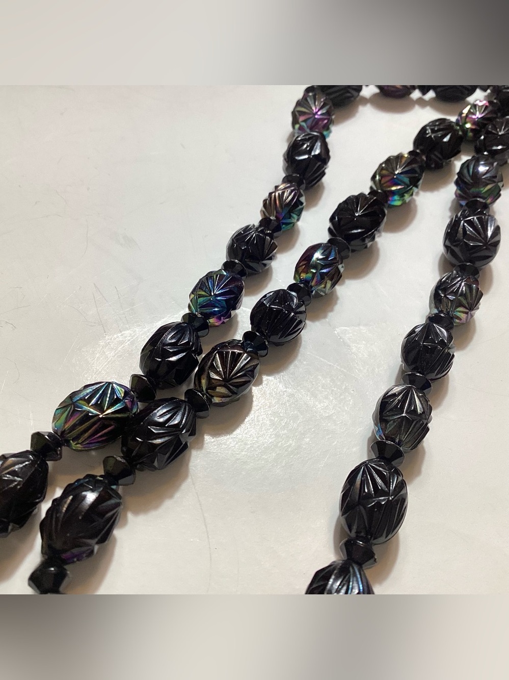 1950s Vtg Austria Made AB Lucite Statement Necklace - Picture 7 of 11